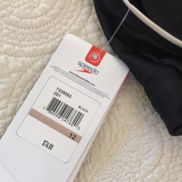 NWT Speedo Black Swim Tank Sz 12 - Picture 9 of 11